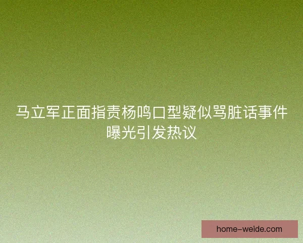 马立军正面指责杨鸣口型疑似骂脏话事件曝光引发热议